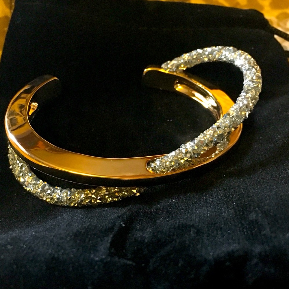 Goldtone and Swarovski Crystal Cuff